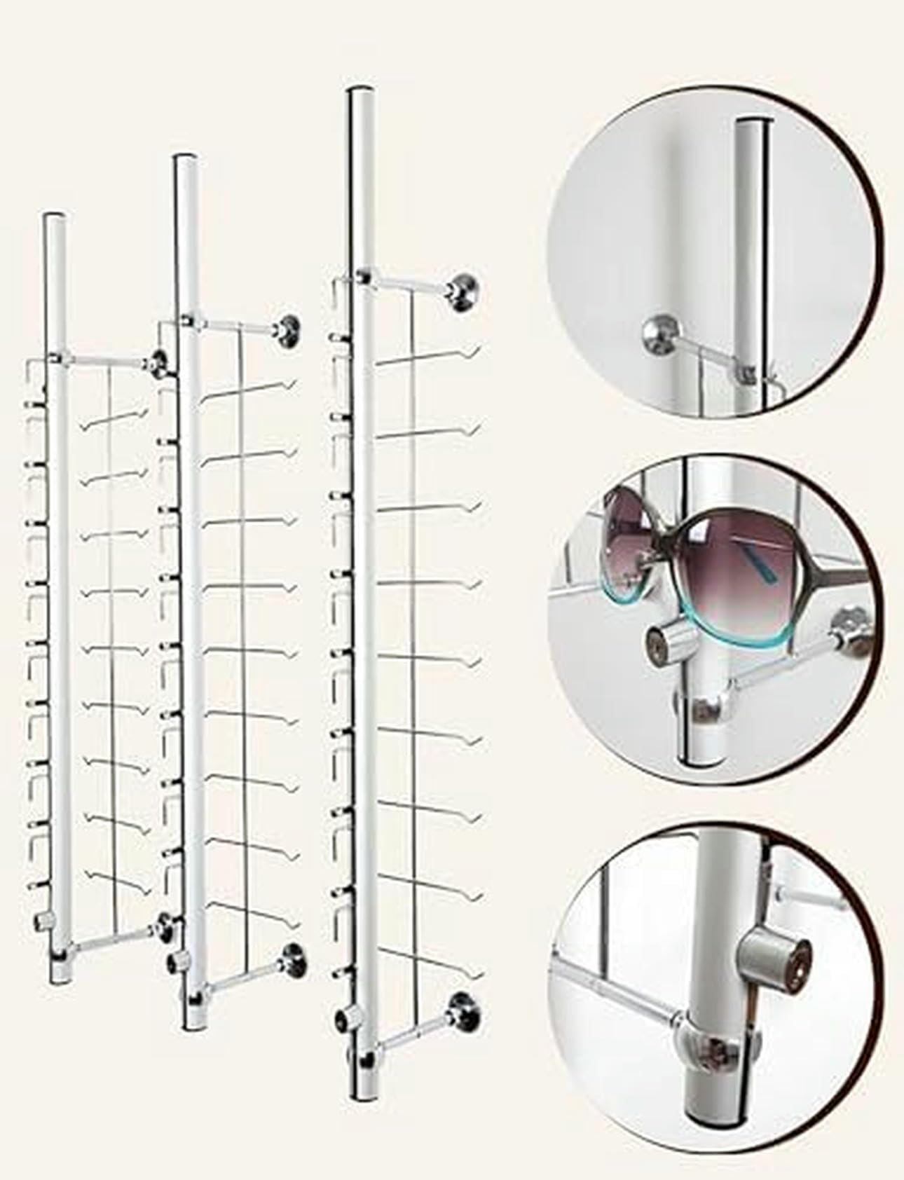 CNPRAZ Estante de exhibición para Gafas, Soporte de Pared con Cerradura para Almacenamiento organizado de Gafas con Bloqueo de Seguridad