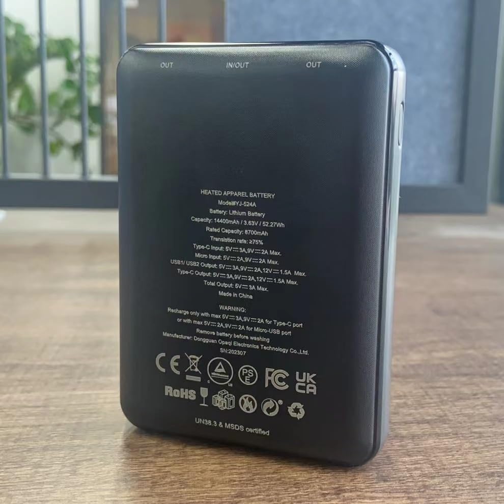 Miniatura 5 de PIFMYSEDOL Batería recargablebanco de energía 74 V 14400 mAh para chaleco calefactable sin adaptador