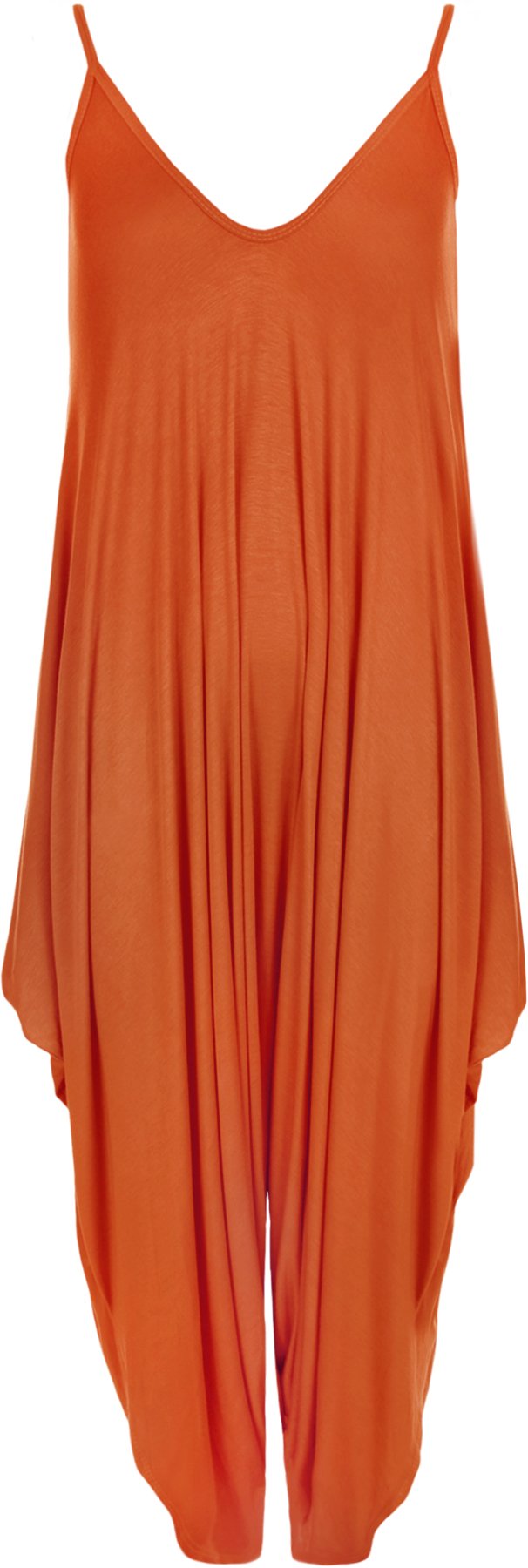 Wearall Women's Rust Lagenlook Strappy Baggy Harem Jumpsuit Dress Top Playsuit - 20-22