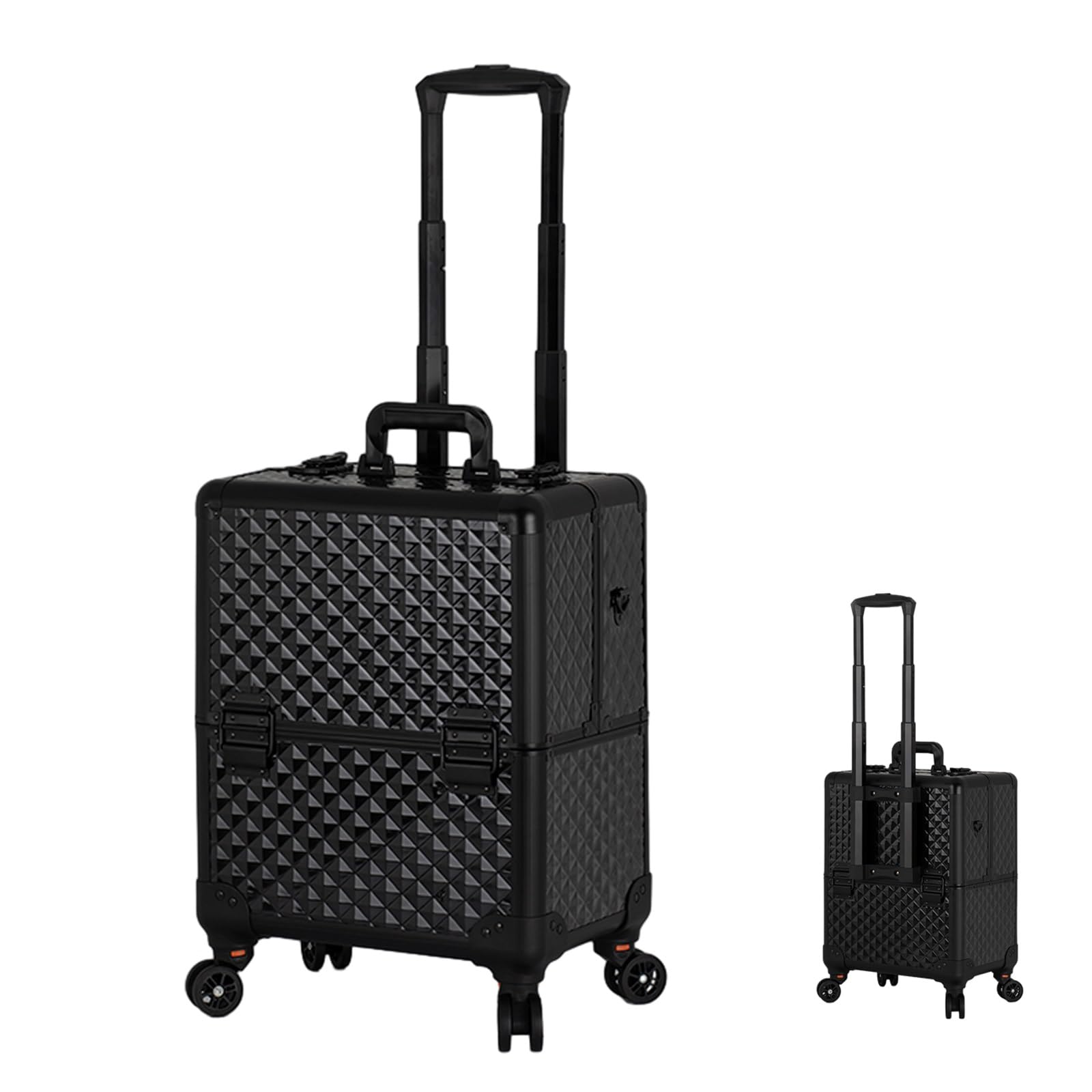 Rollkoffer für Make-up, tragbarer Kosmetiktrolley, Trolley-Koffer, Kosmetikkoffer mit Rollen, Make-up-Koffer aus Aluminium für Lockenwickler-Pinsel-Set und Kosmetik, Reise-Make-up-Tasche, Ko