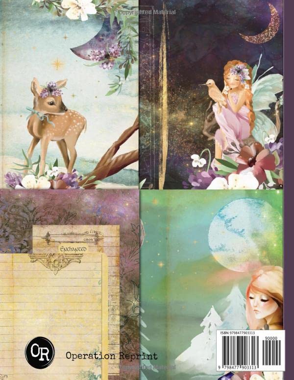 Moon Fairy Junk Journal Pages and Ephemera: Kit Includes 20 Forest Collage Papers For Collage and Scrapbooking image 3