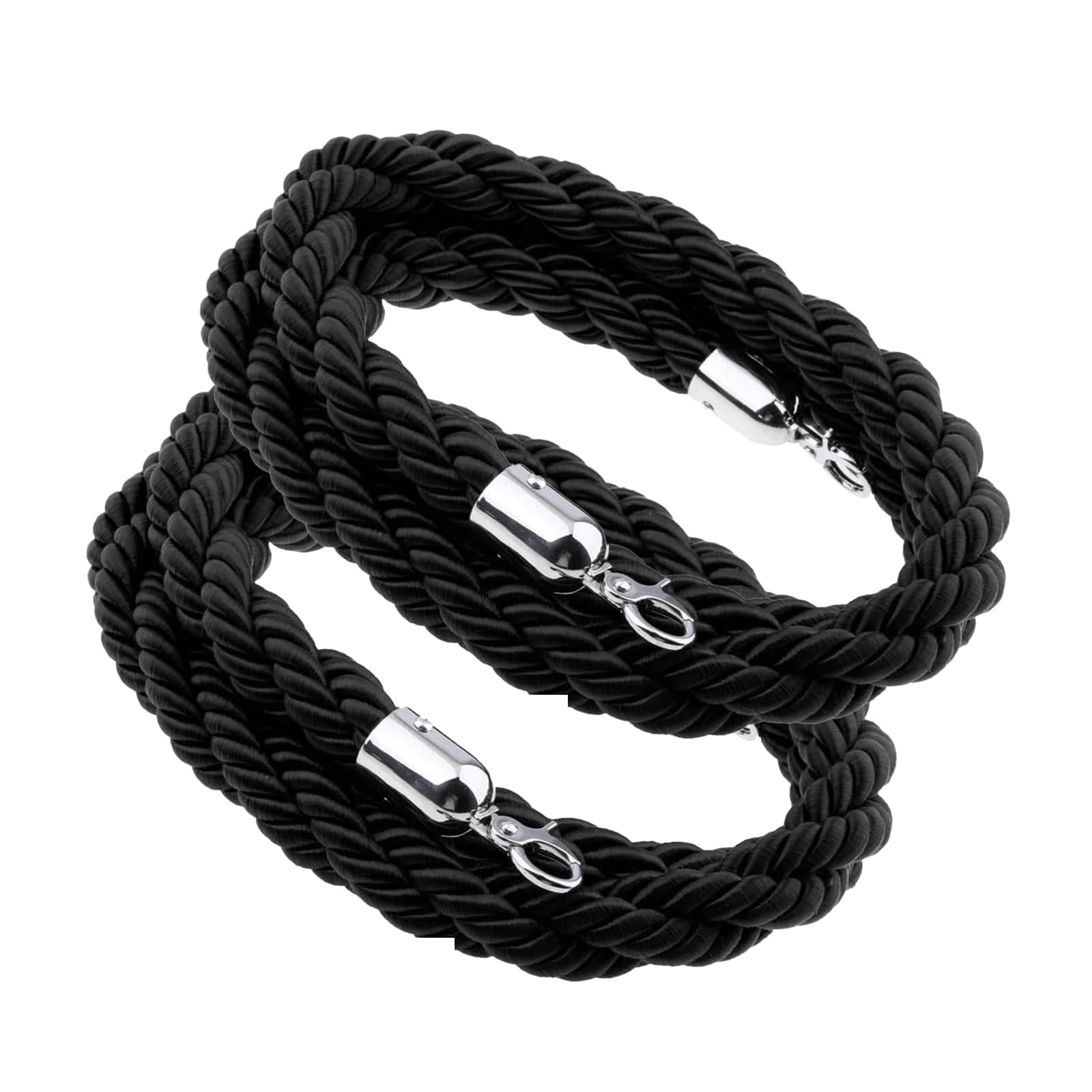 2 Pièces Cordon de délimitation Noir: 1,5m Cordes de Barrière Noir | avec Crochet, pour les hôtels, Centre Commercial, Bibliothèque, Musée, Système de Guidage des Personnes