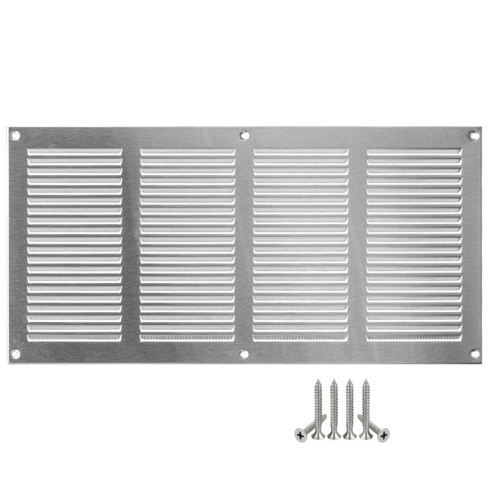 LIRAST 400x200mm Vent Cover Stainless Steel - 16x8 inch Wall Vent Cover with Insect Mesh - Ceiling Soffit Vents - External Vent Cover - Metal Ventilation Grilles - Air Vent Covers for Walls
