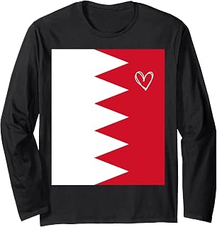 Bahrain Flag Bahrainis Heart Proud Heritage National Day Long Sleeve T-Shirt