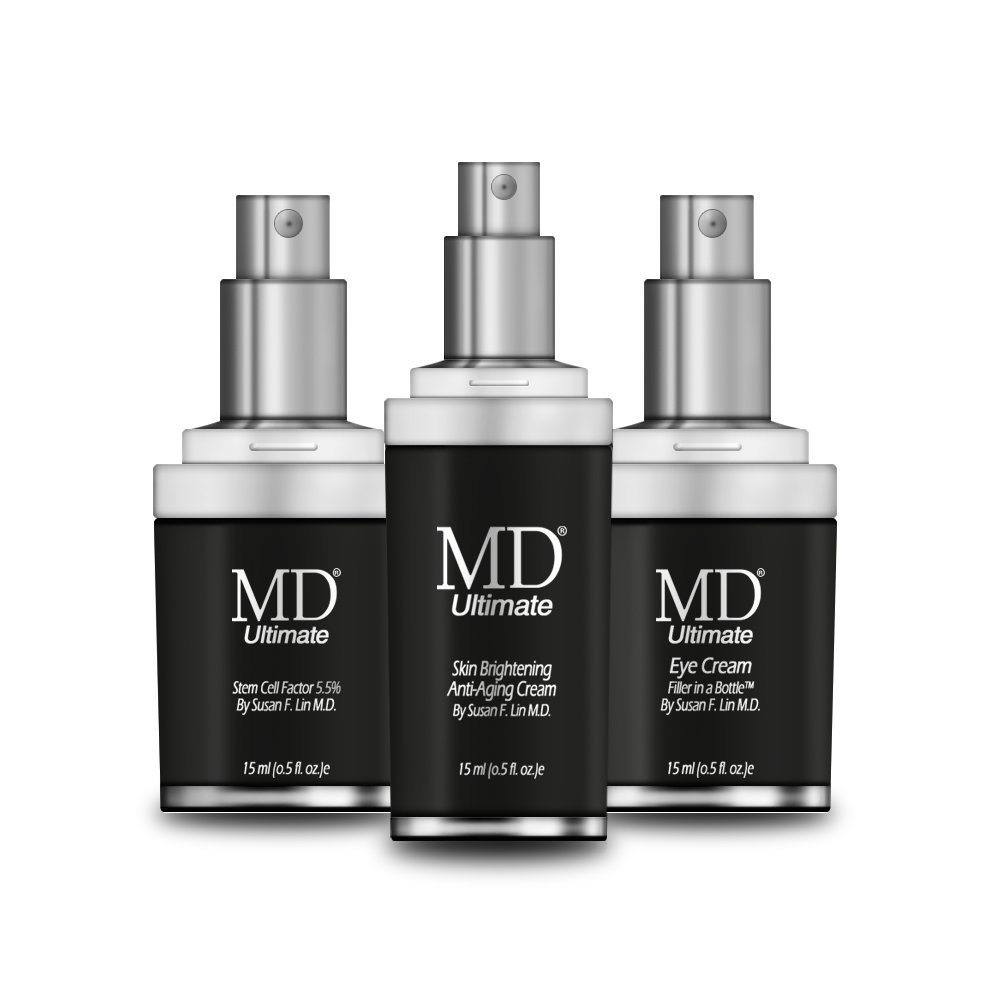 MD Skin Care Kit- Ultimate Eye Cream, Ultimate Stem Cell Factor 55, And Ultimate Anti-Aging Skin Brightening Cream