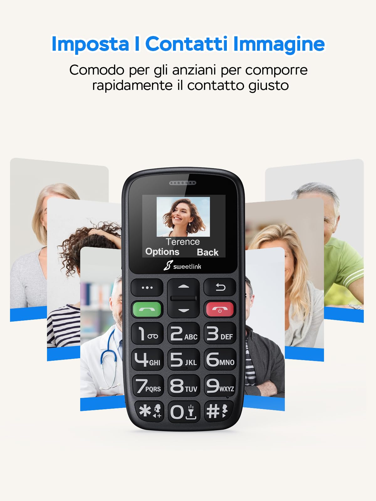 SweetLink 4G Telefono Cellulare per Anziani con Tasti Grandi, Senior Telefoni per Persone Anziane, Base di Ricarica, Funzione SOS, Chiamata Rapida, Volume Alto, Dual Nano SIM, Nero