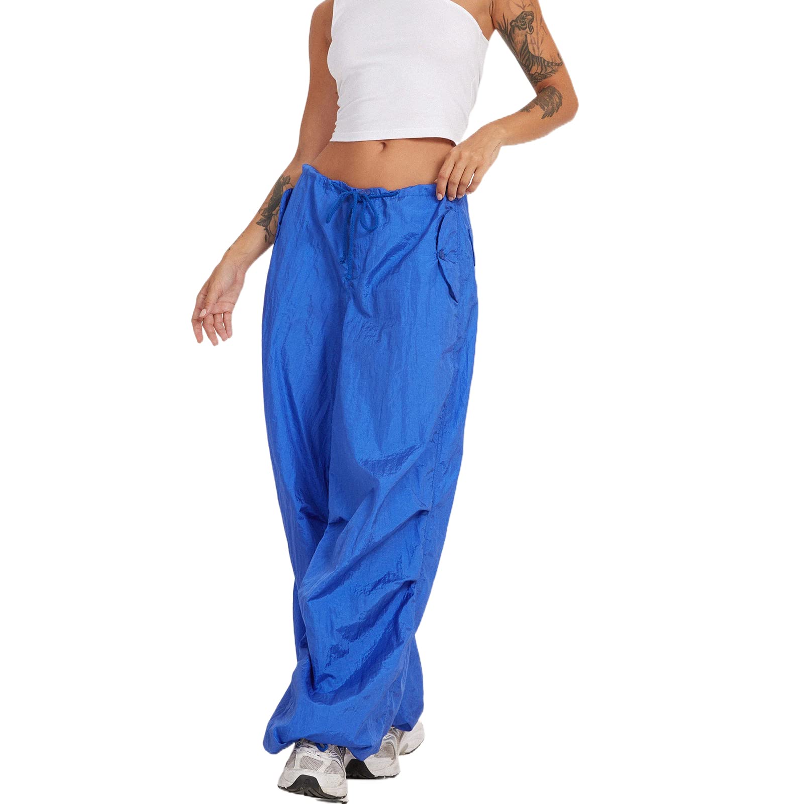 Womens Pants Adult Casual Solid Color Loose Fit Drawstring Waistband Pants Female Trousers