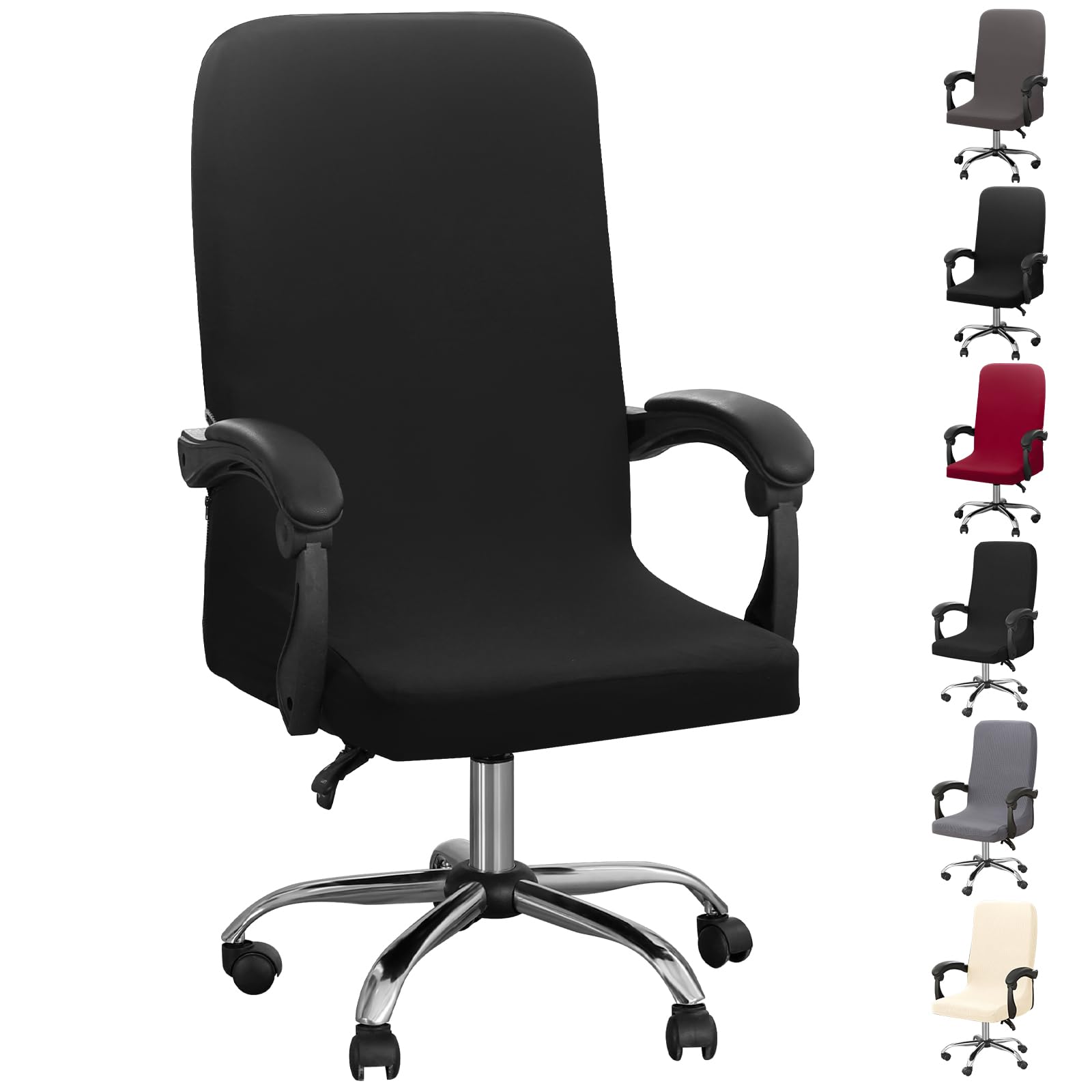 Dioxide Desk Chair Cover, Removable Office Chair Covers, Elastic Zipper, Washable, Universal for Chairs, Desk Chair Cover (without Chair) (Black M)