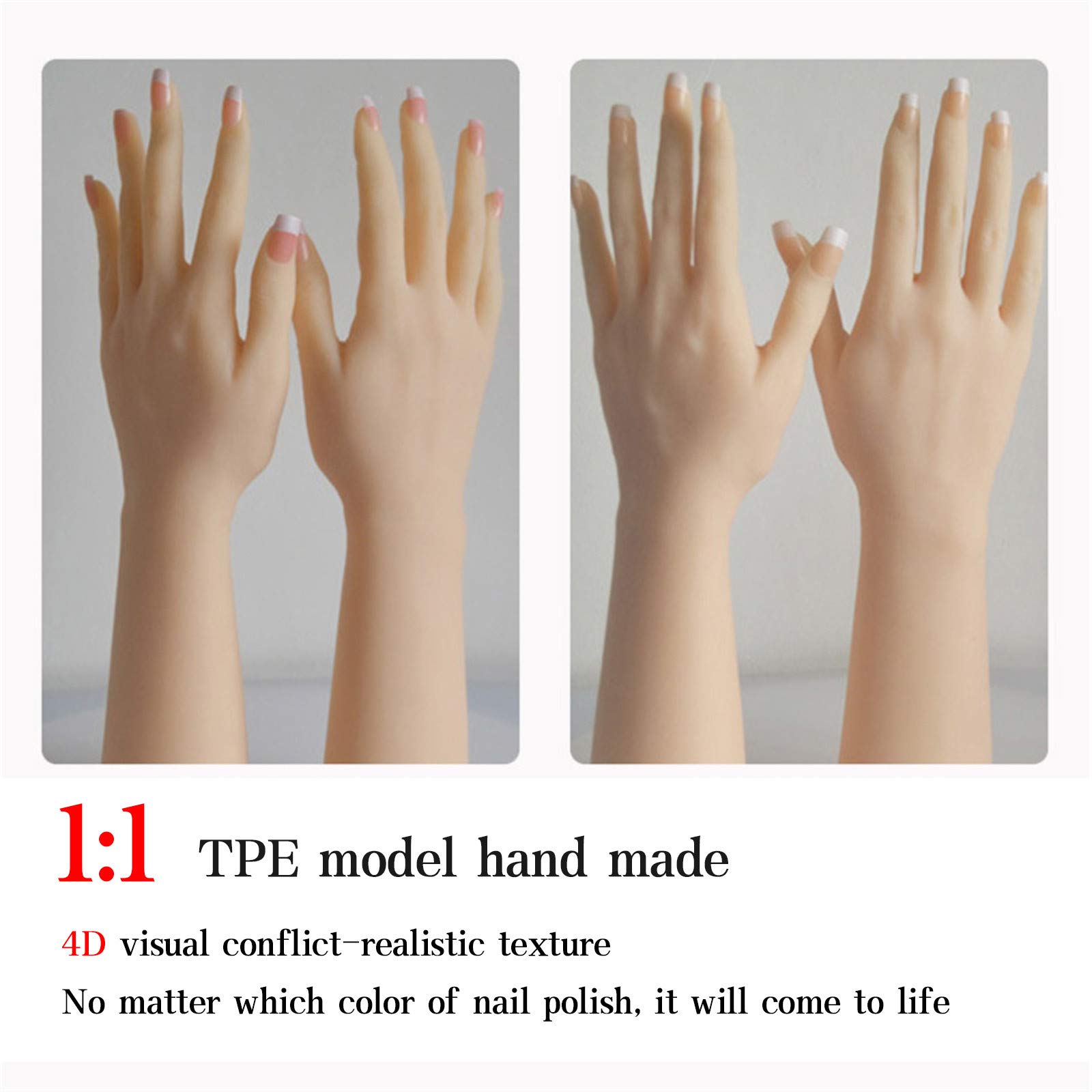 Silikon Naturgetreue Hand, Silikon-Hand-Modell 1 Paar-Silikon-Life-Size weiblich Gefälschte Hände mit Knochen beweglichen Fingern/Handgelenk, realistisches Maniküre-Lehrmodell,A Left