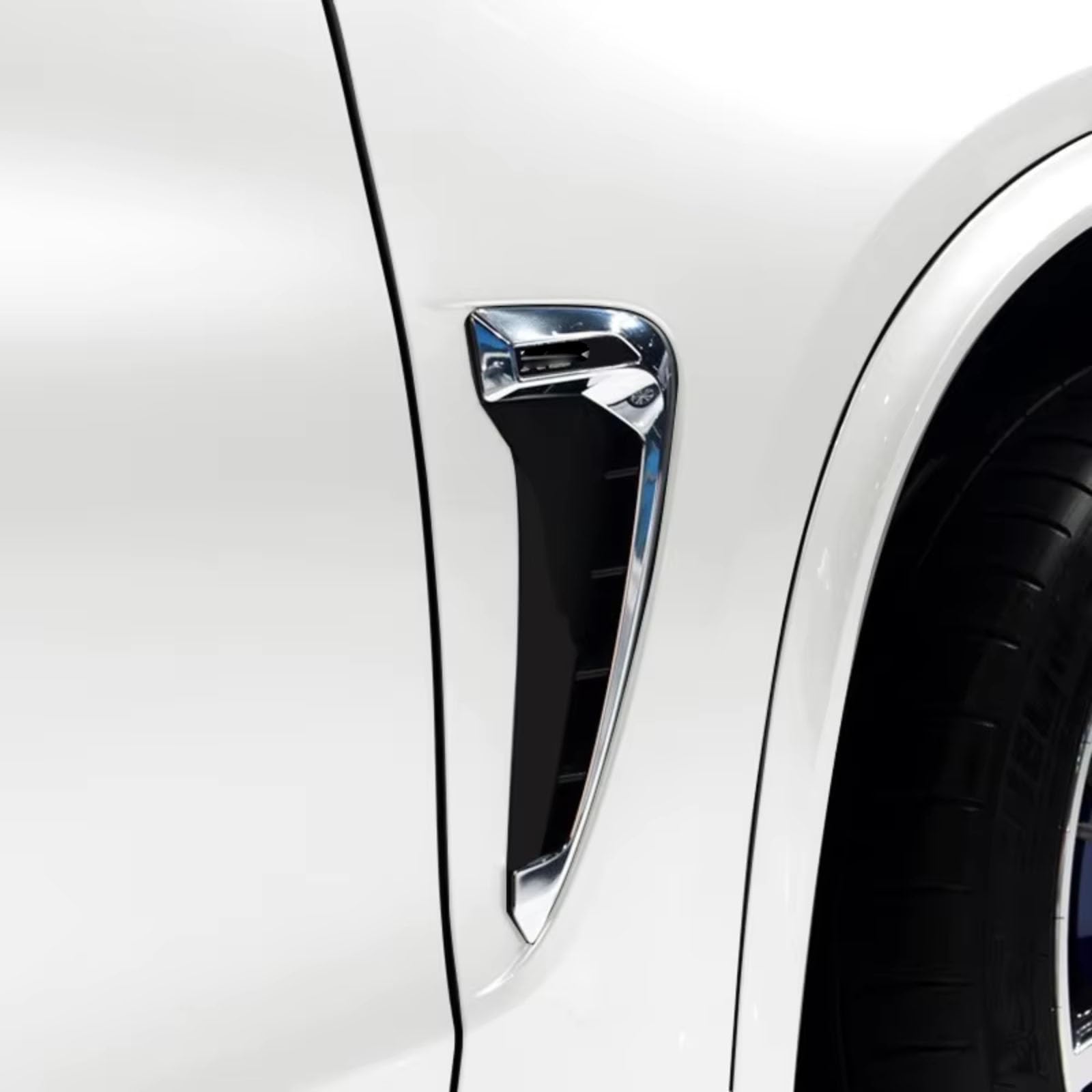 Cofano con alette laterali Compatibile Con BMW Per X Per Serie Per X5 Per F15 Per X5M Per F85 Adesivo Prese D'aria Laterali Con Branchie Squalo Prese Laterali(Silver)