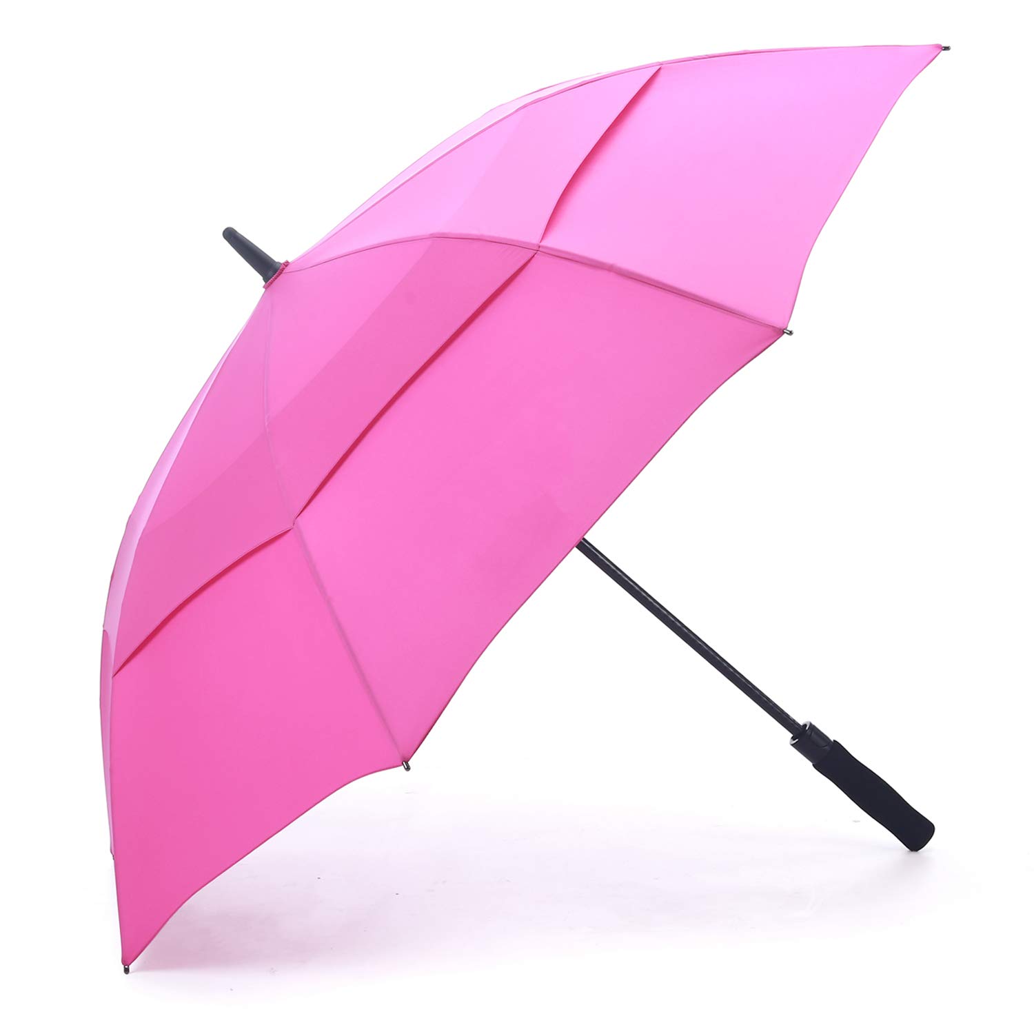 RUMBRELLA Golf Umbrella Windproof Double Canopy UV Umbrella UPF 50+ Auto Open 55IN, Hot Pink