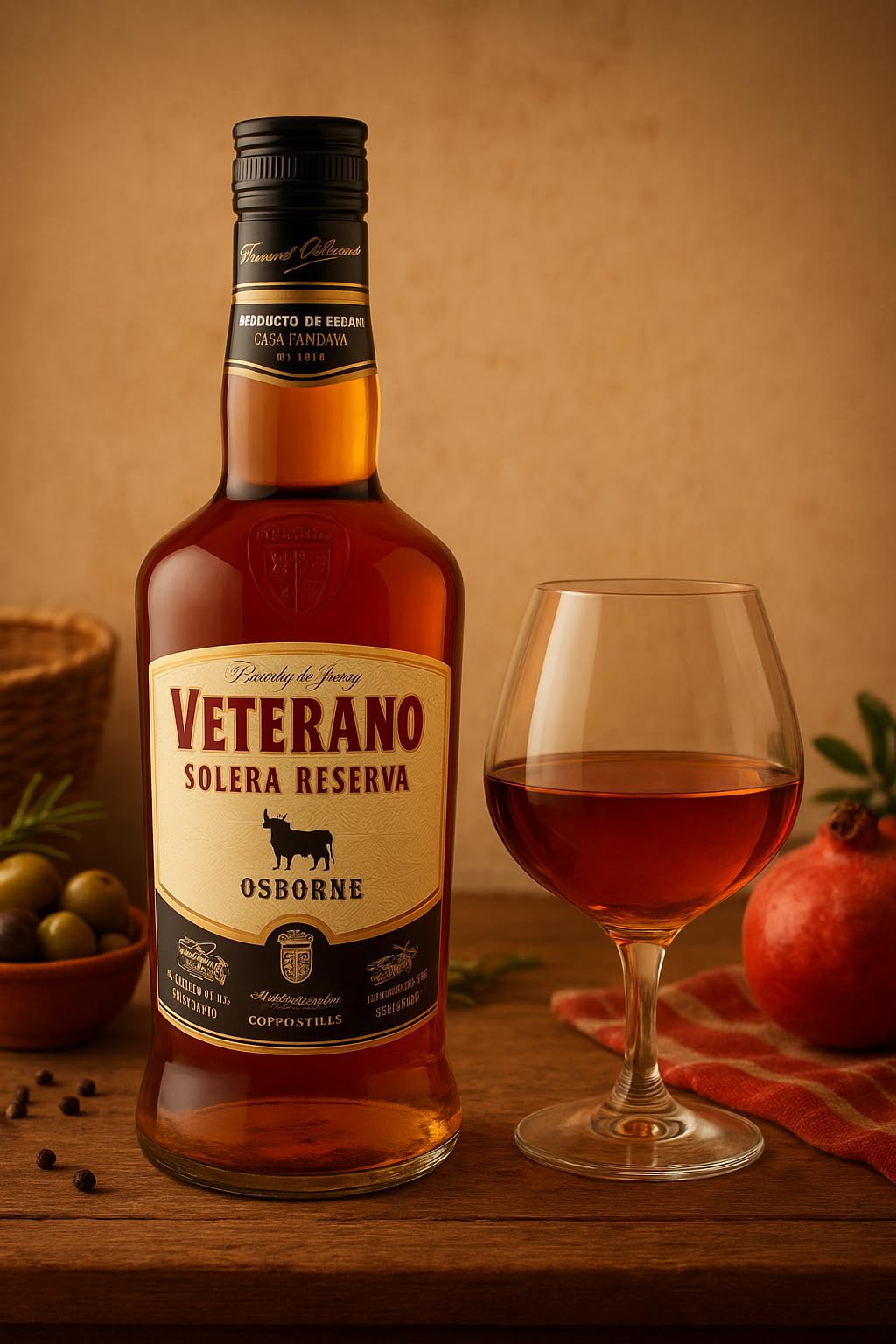 Osborne Veterano Reserva – Brandy de Jerez Solera Reserva aus Spanien, hergestellt nach dem Solera-Verfahren in edler Geschenkpackung mit 36% vol. (1x 0,7l)