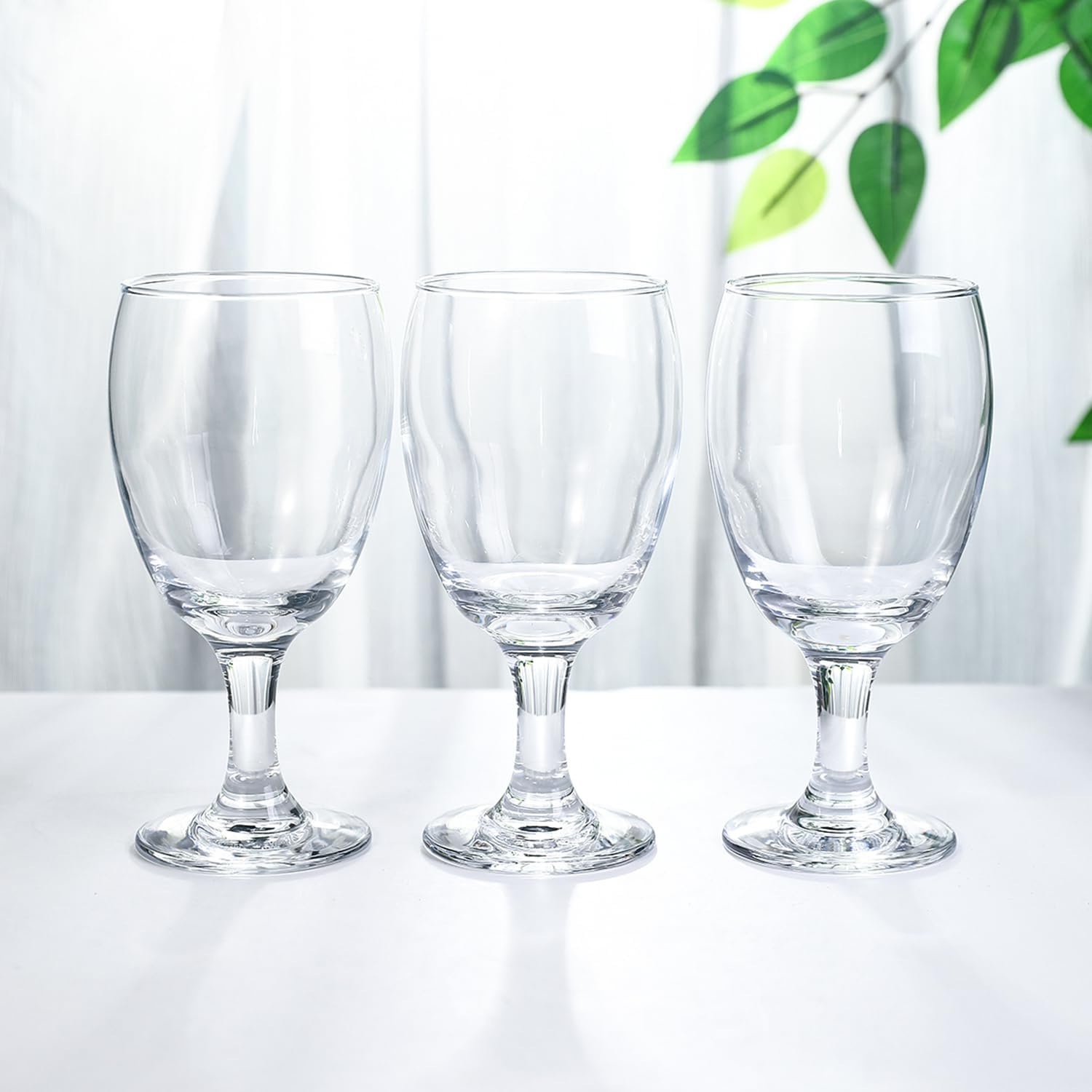 Set of 12 Clear Glasses Water Goblet Glass Stemmed Water Glasses for Juice Wine Beer Tea Milk Cold Beverages Drinks (claer, 15.5, ounces) - Image 3
