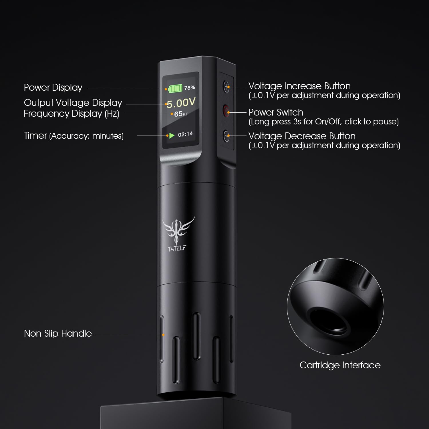 Máquina de Rotativa Inalámbrica con Pantalla LCD y Batería 1600mAh, Conexión RCA, 10 Tintas 20 Agujas para Principiantes y Artistas Kit Completo Profesional TATELF