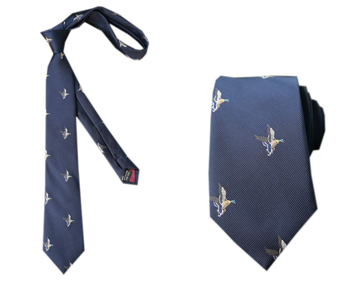 Acvip Men's Bird Blue Animal Embroidered Ties Woven Jacquard Wedding Party Necktie (Bird Blue)