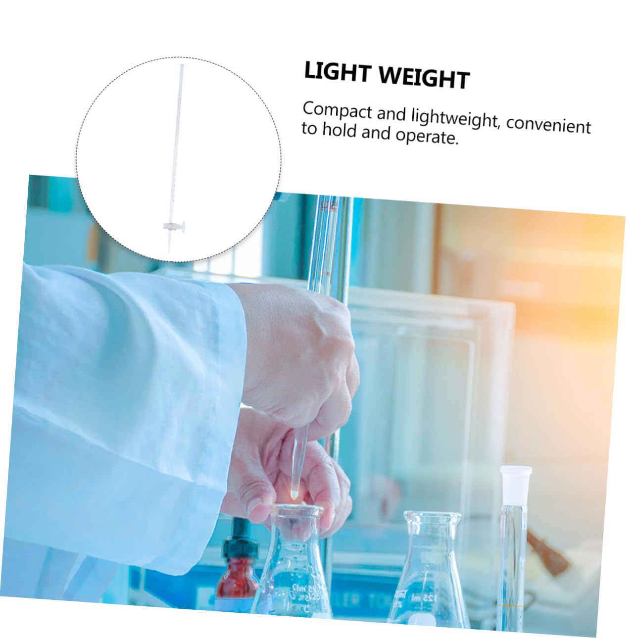 COLLBATH Burette de laboratoire chimique en verre borosilicate - Idéal pour la titration acide Équipé d'un robinet d'arrêt - Convient aux classes scolaires et aux expériences scientifiques