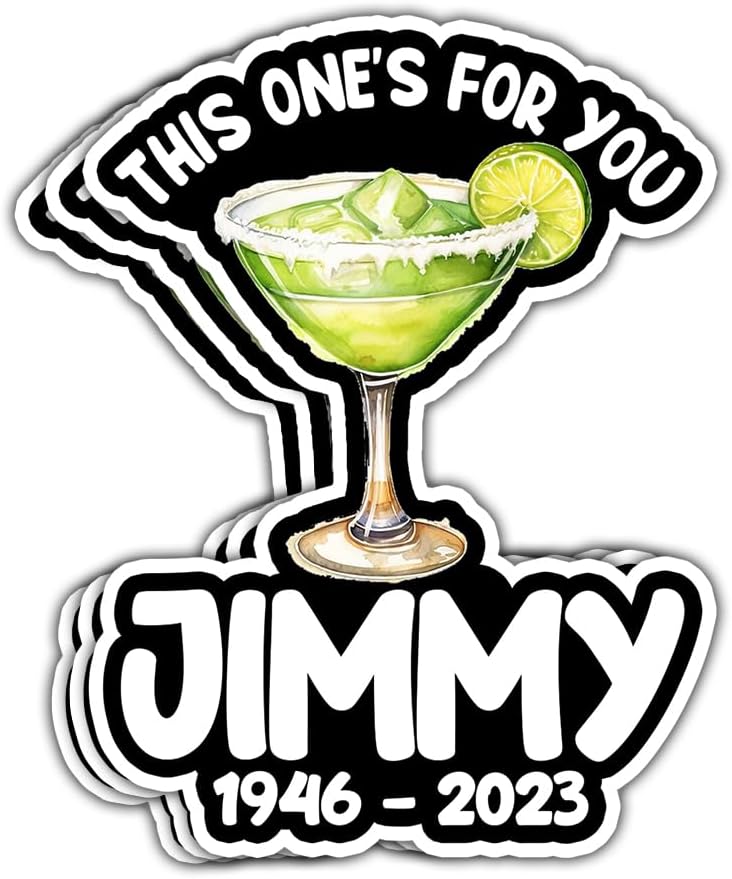 (3 Pcs) Jimmy Buffett Memorial Stickers - Margarita, Five O'clock Somewhere, Lover - Decorations for Bottle, Laptop, Car Window - 3"x4"