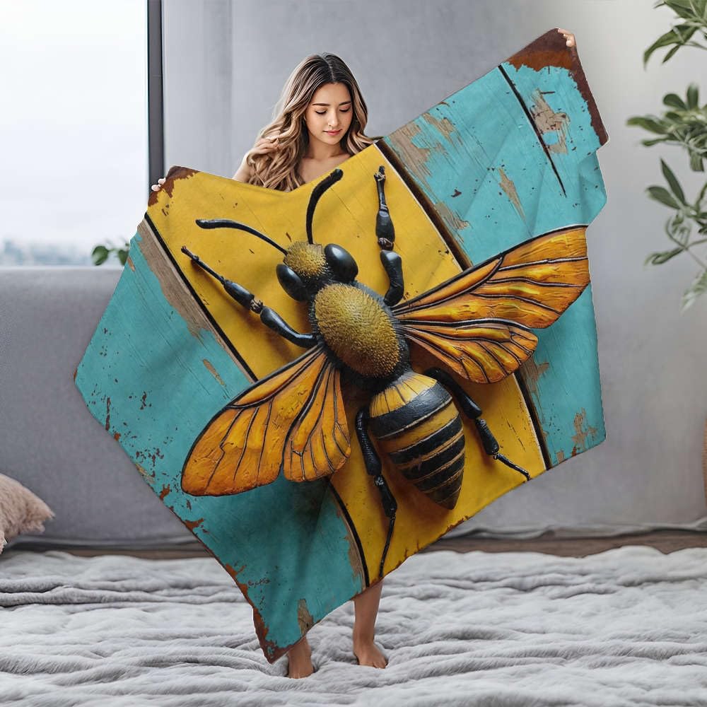 Couverture polaire abeille isolante et douce pour canapé et lit