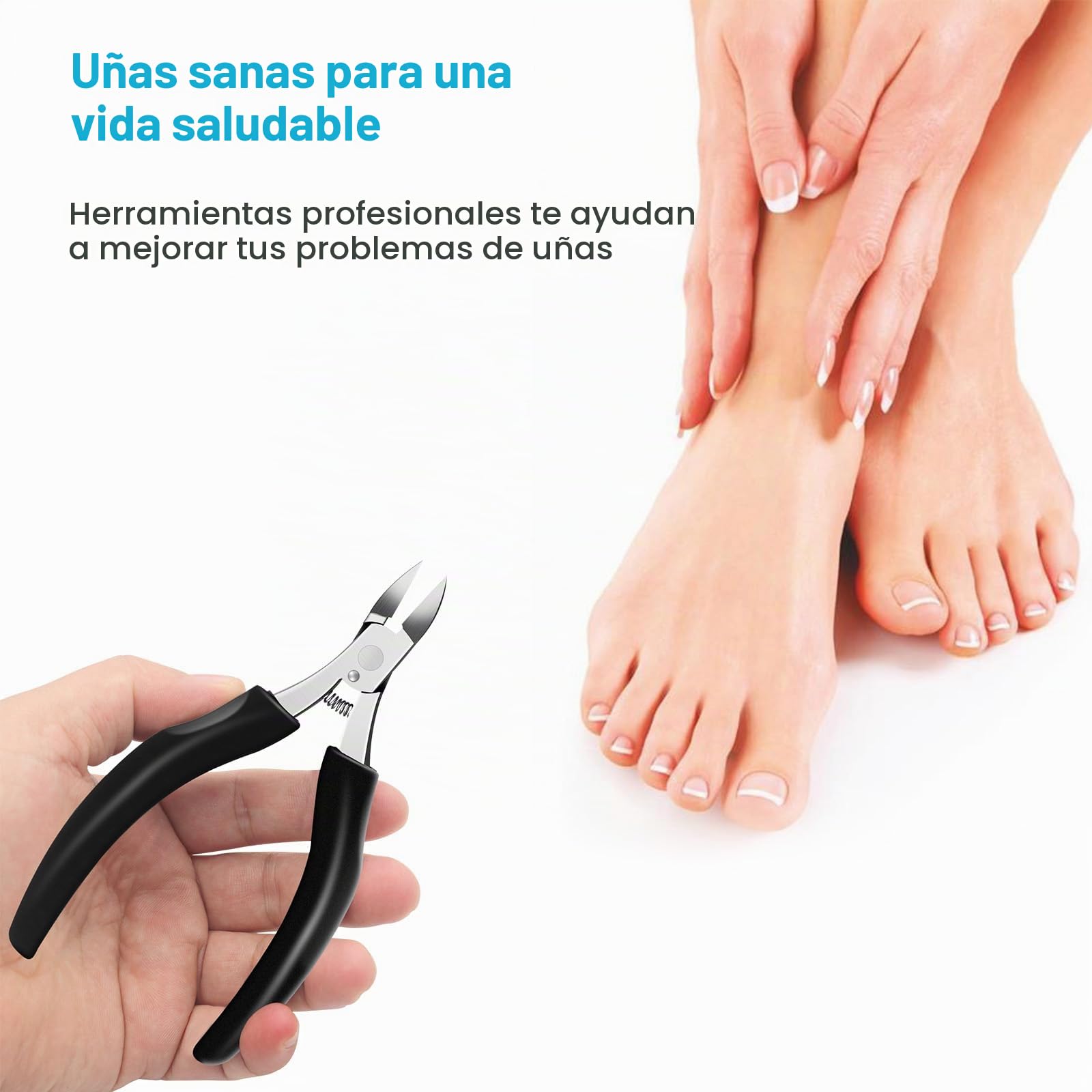 SURFOU Cortauñas y Alicates para Uñas de los Pies en Acero Inoxidable, Mango Antideslizante, Tapa de Seguridad, Para Gruesas e Incrustadas, Uso Profesional para Hombres y Mayores