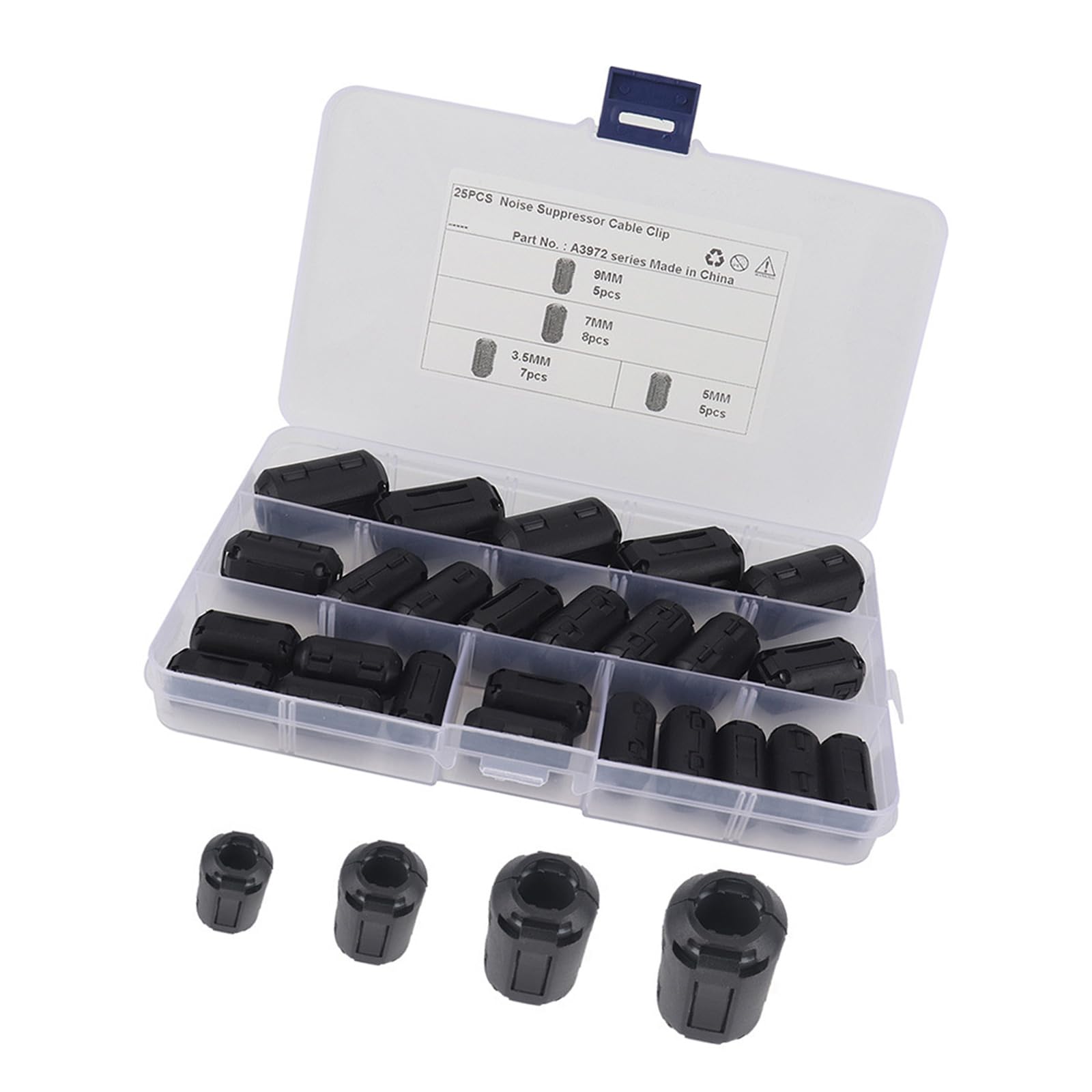 25Pcs Universals Clip on Ferrite Rings Toroidal Cores Ferrite Beads Clip for Multiple Cable Diameters Protections Enduring Toroidal Cores Beads