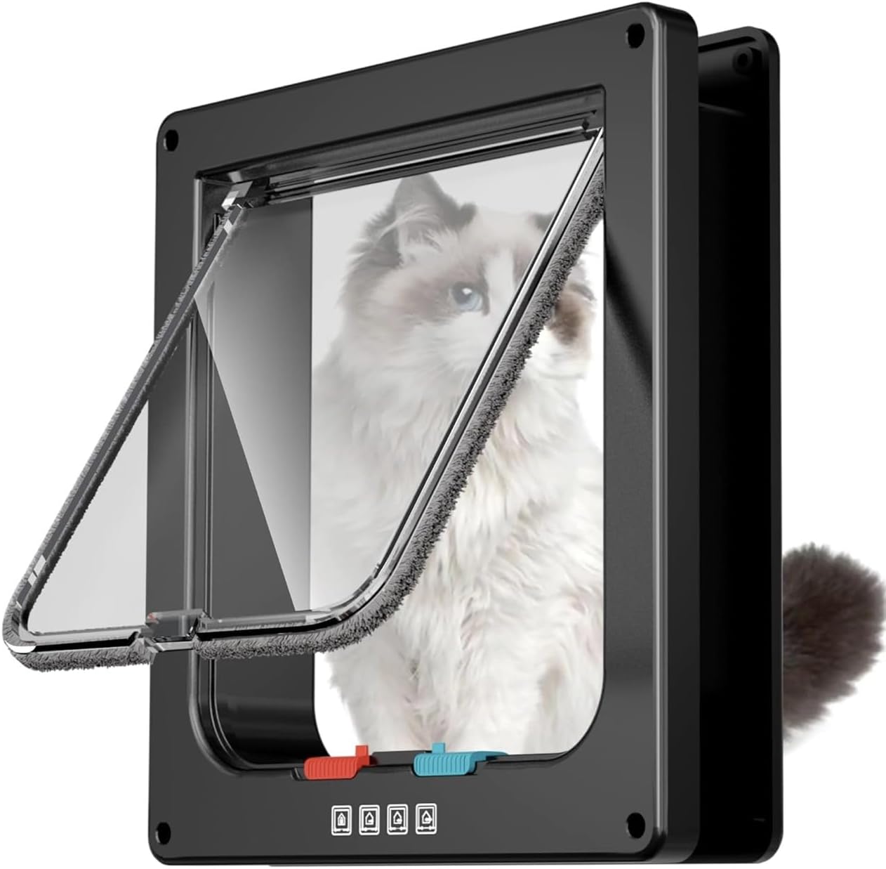Cat Door for Interior Wall or Door, Pet Door with Flap for Cats and Small Dogs, Easy DIY Installation on Wood Doors, Glass Doors, Drywall, and Storage Boxes, Reversible Transparent Flap, Indoor Use