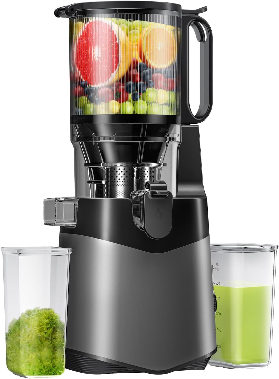 Slow Juicer Machines, 5.8" Feeding Chute For Fruits and Vegetables, High Juice Yield & Easy to Clean