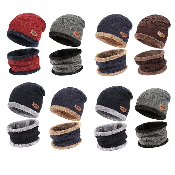 Stylish Woolen Winter Cap & Muffler/Scarf Combo for Men & Women | Warm, Soft, and Comfortable Winter Accessory Set | Unisex Multicolor Beanie & Scarf for Cold Weather-picture-13