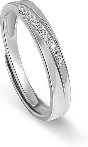 Miniatura 14 de Meissa Intertwined Couples Rings for Men and Women 925 Sterling Silver Wedding Bands Size Adjustable Anniversary Ring Set Promise Ring Set of two