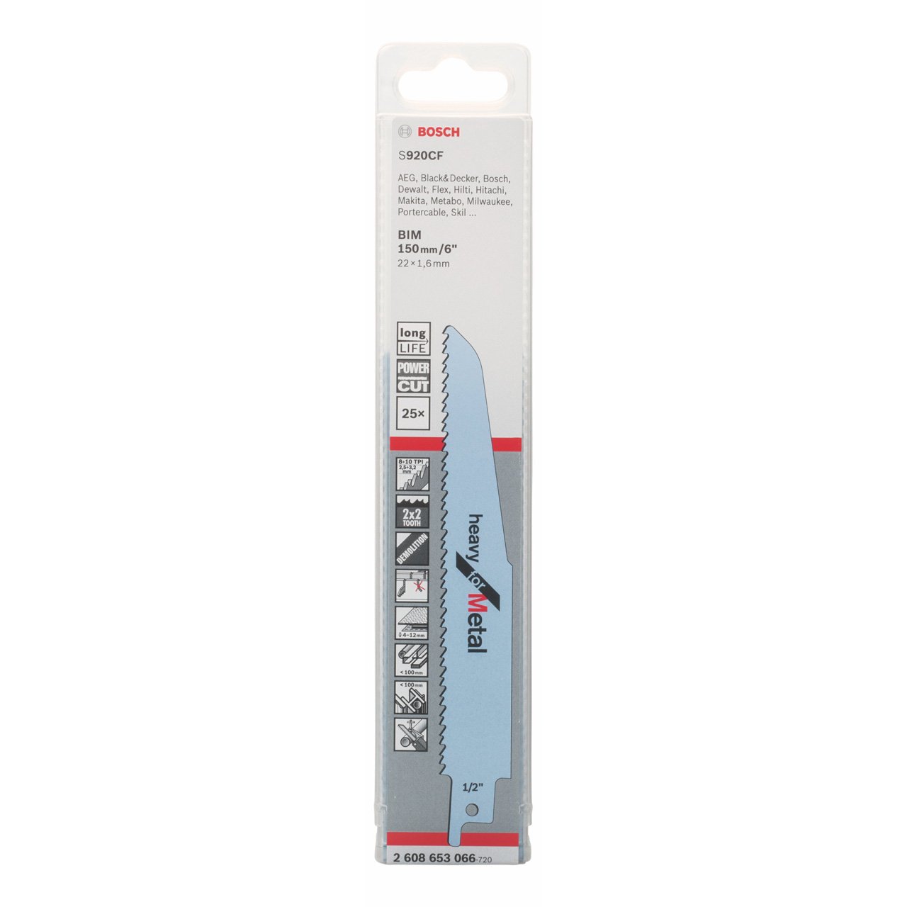 Lame de scie sabre Bosch S 920 CF pour couper le métal lourd sans effort, lot de 25 pièces