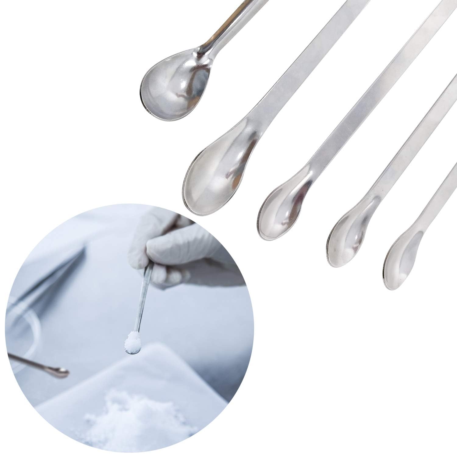 5 PCS En Acier Inoxydable Laboratoire Spoon Lab Scoop Lab Spatules Laboratoire D'échantillonnage Spoon Cuillère À Mélanger Spoon Médical
