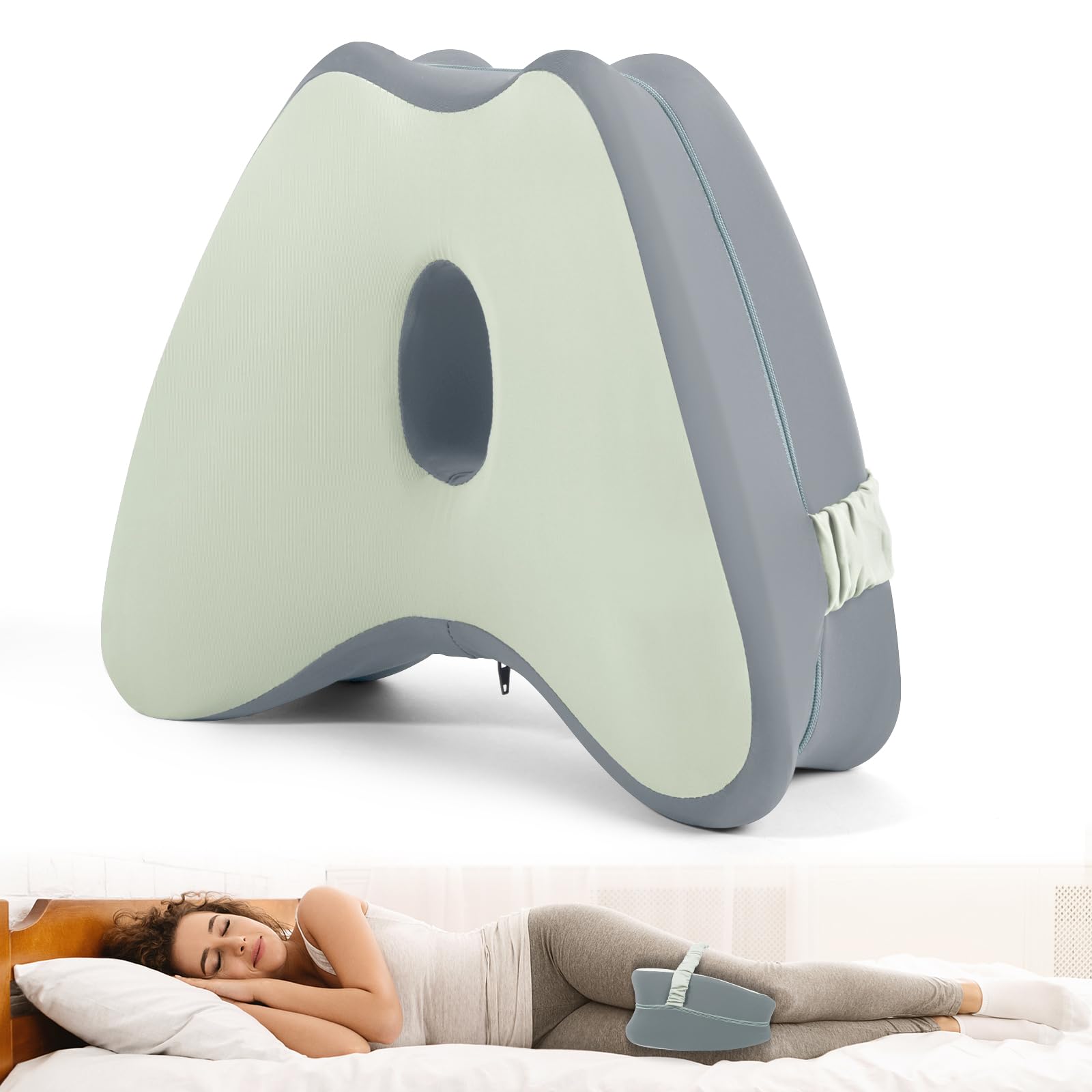 Smoothspine Cuscino Ortopedico Memory Foam Per Gambe - Allevia Dolore All'Anca E Sciatica - Per Dormire Sul Fianco Con Cinghie Di Fissaggio - 2