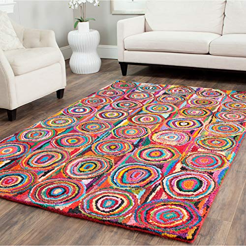 Safavieh NAN143 Nantucket Cotton Pile Kids Rug Large Rectangle/12'L x 9'W/Pink/Multi