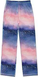 Pantalones de pijama para niños con bolsillos y cintura elástica, para niños de 6 a 14 años, color morado y rosa