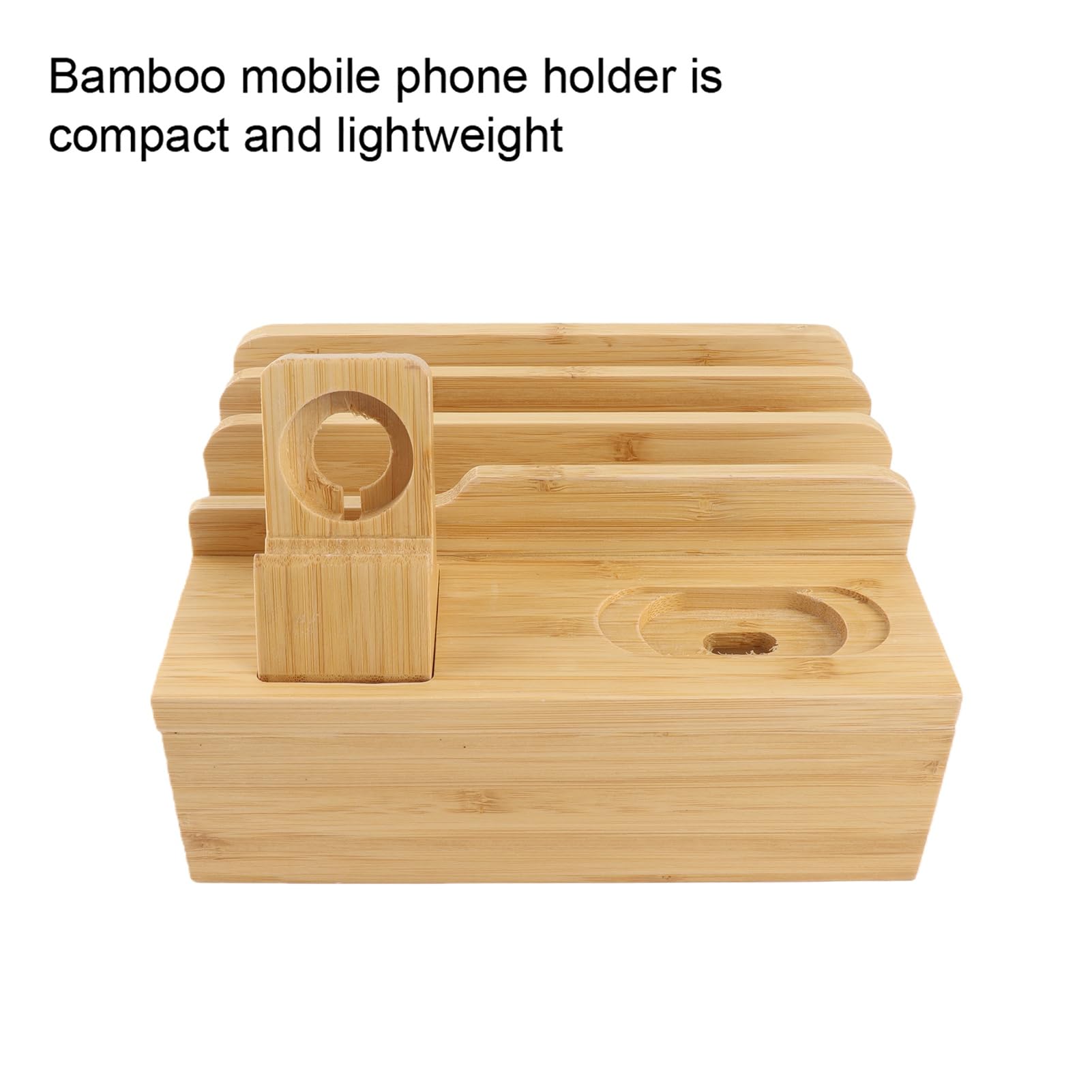 Pissente Support de Charge en Bambou, Station de Chargement Multiple avec Port USB, Organisateur de Bureau pour Téléphone, Tablette et Montre
