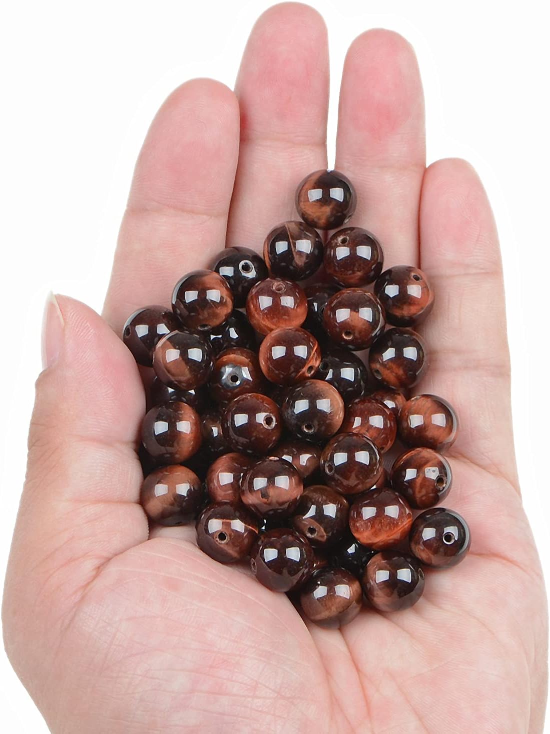 Bymitel 90pcs Natural Crystal Beads Stone Gemstone Round Energy Healing Loose Beads with Stretch Cord for Jewelry Making Bracelets Anklets (Red Tiger's Eye, 10mm 90pcs) Red Tiger's Eye 10mm 90pcs