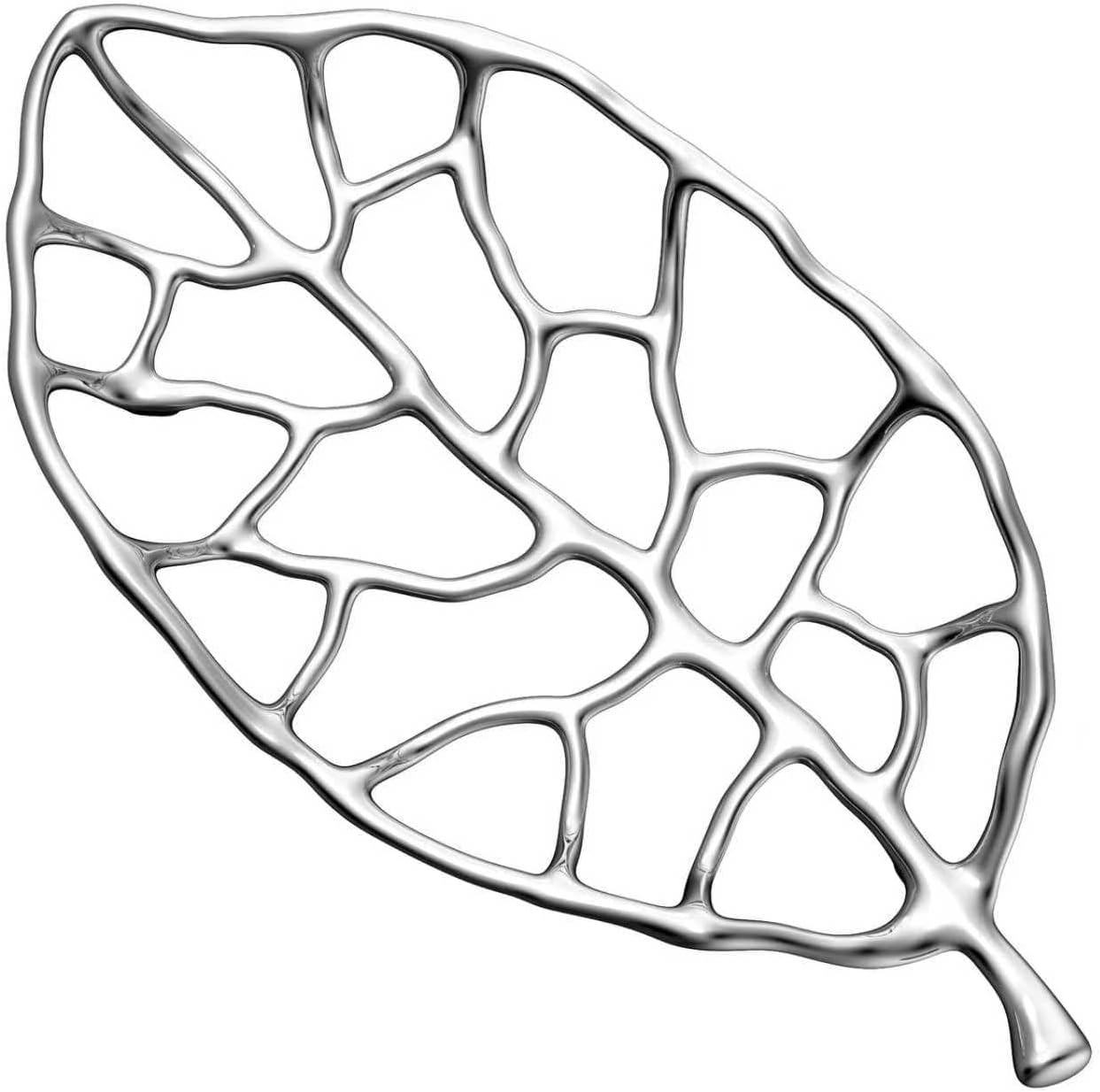 qAp quality art Practical Leaf Vein Dish – Solid 304 Stainless Steel Soap Holder & Decorative Serving Tray – Mirror-Polished Modern Art for Bathroom Spa