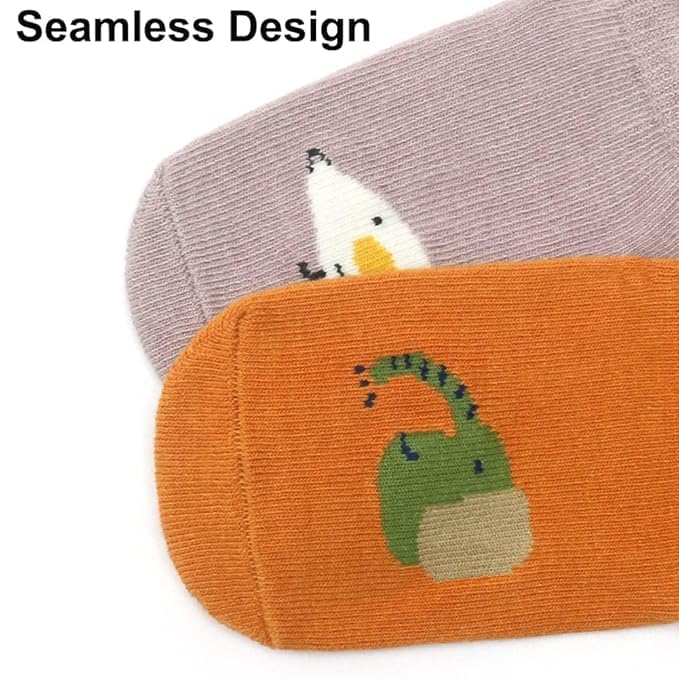 PRUVIA Toddler Non Slip Socks, Cute Baby Socks with Grips Crew Socks for 1-3 yearsinfants toddlers kids boys girls 5 Pairs(M), Multi color, M 2