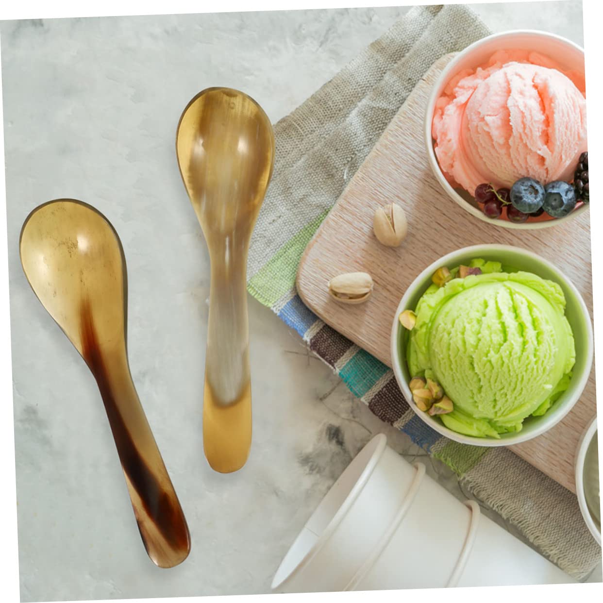 UPKOCH 15piezas Cucharas De Café De Cuerno Natural De Cucharas De Postre Decorativas Utensilios De Cocina Duraderos y Elegantes Para Servir Café y Pasteles