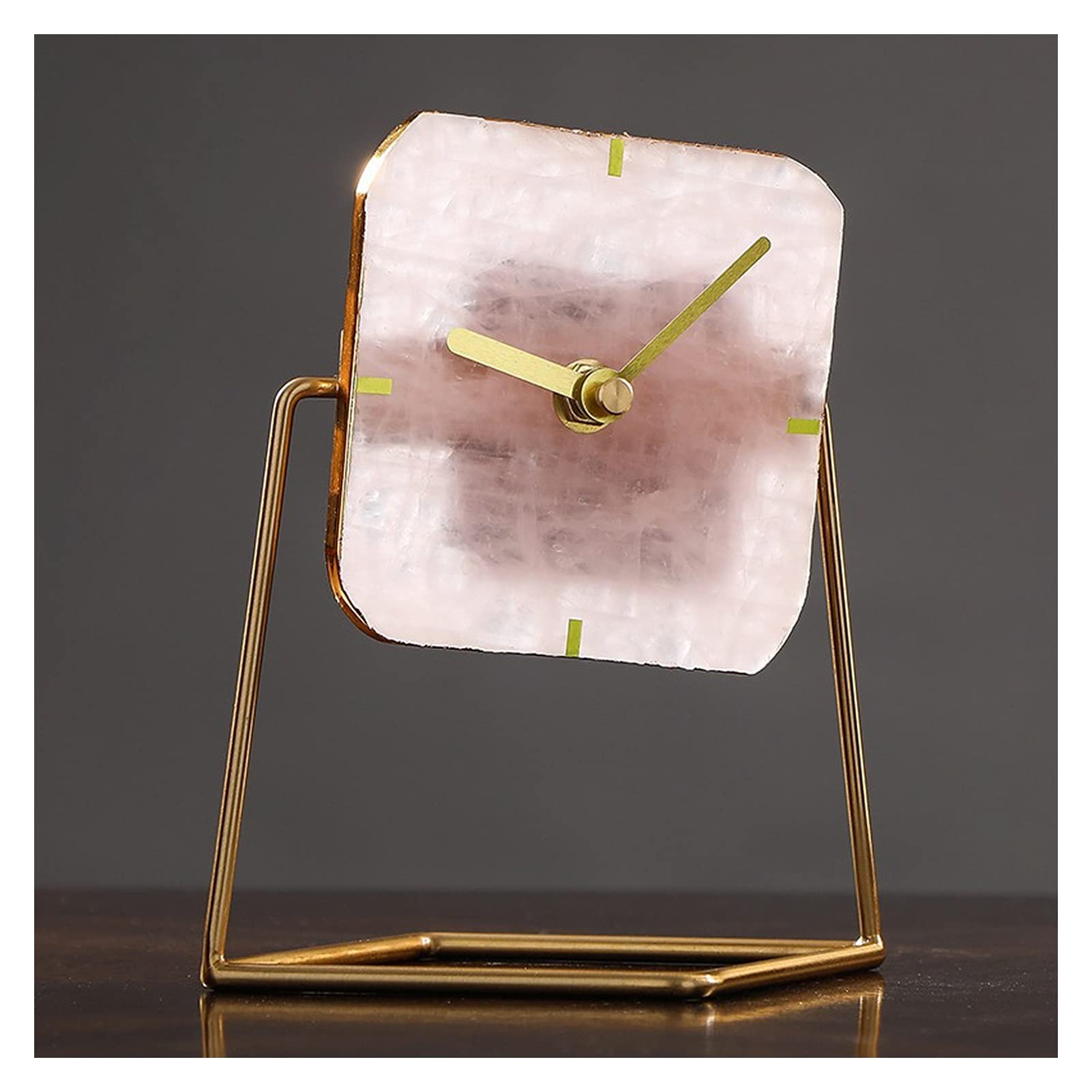 Reloj de mesa silencioso con esfera de piedra ágata y estructura nórdica B