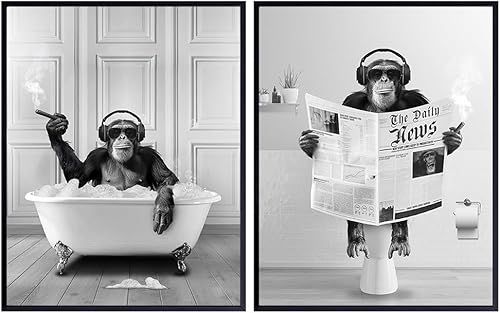 Bathroom Accessories for Men - Cool Home Decor, Cigar Wall Decor, Urban Wall Art, Black and White Bathroom Prints, Bathroom Art Set, funny Bathroom