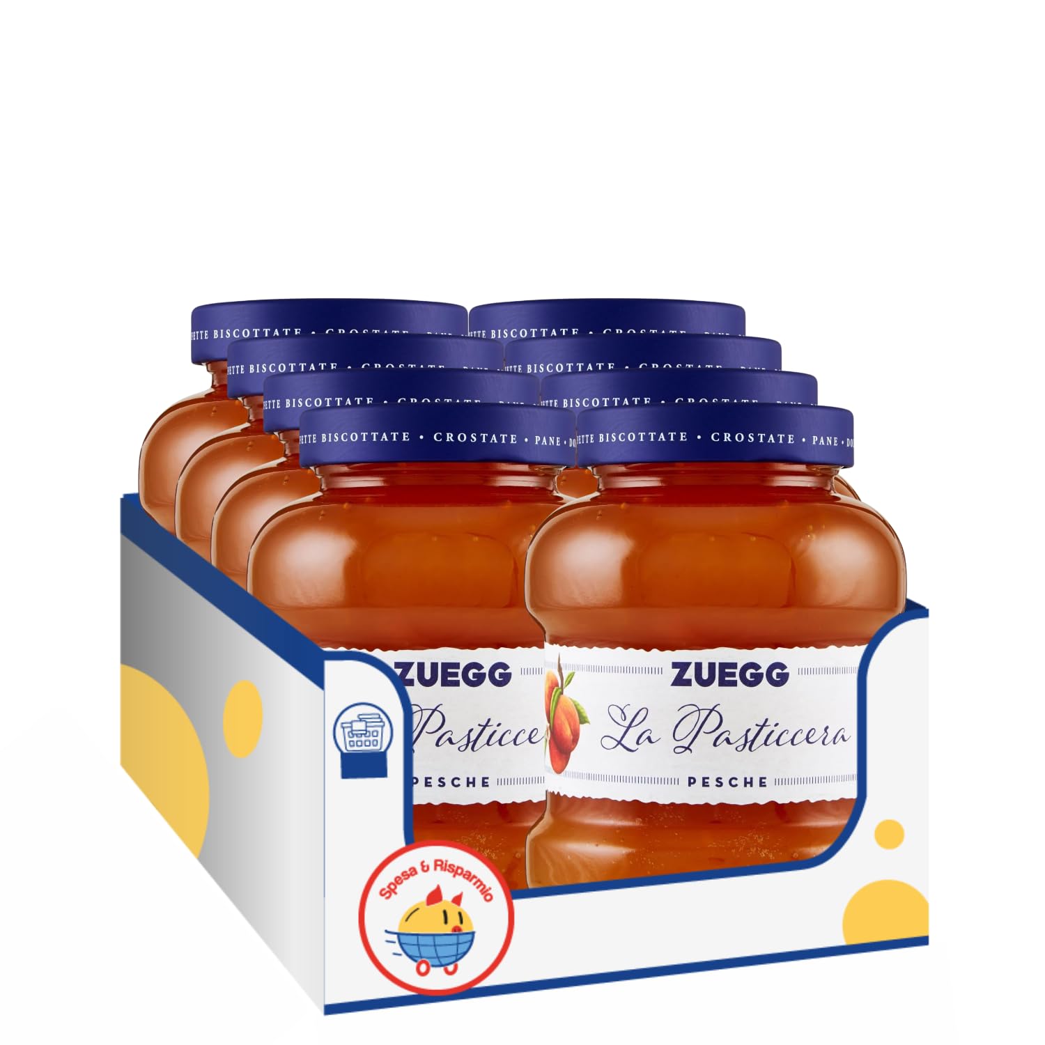 Confettura di Pesche Vellutata – 700 g – Marmellata Dolce Spalmabile per Colazione e Dolci – Variazioni 4/8/12 Pezzi (8 PEZZI)