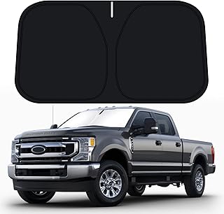 D-Lumina Windshield Sun Shade for 2017-2022 Fo-rd F250 F350 F450 F550 Super Duty 2/4 Door Accessories, Front Window Sunshade Sun Visor Protector Block UV Rays Heat, Foldable 2 Layers 210T Material