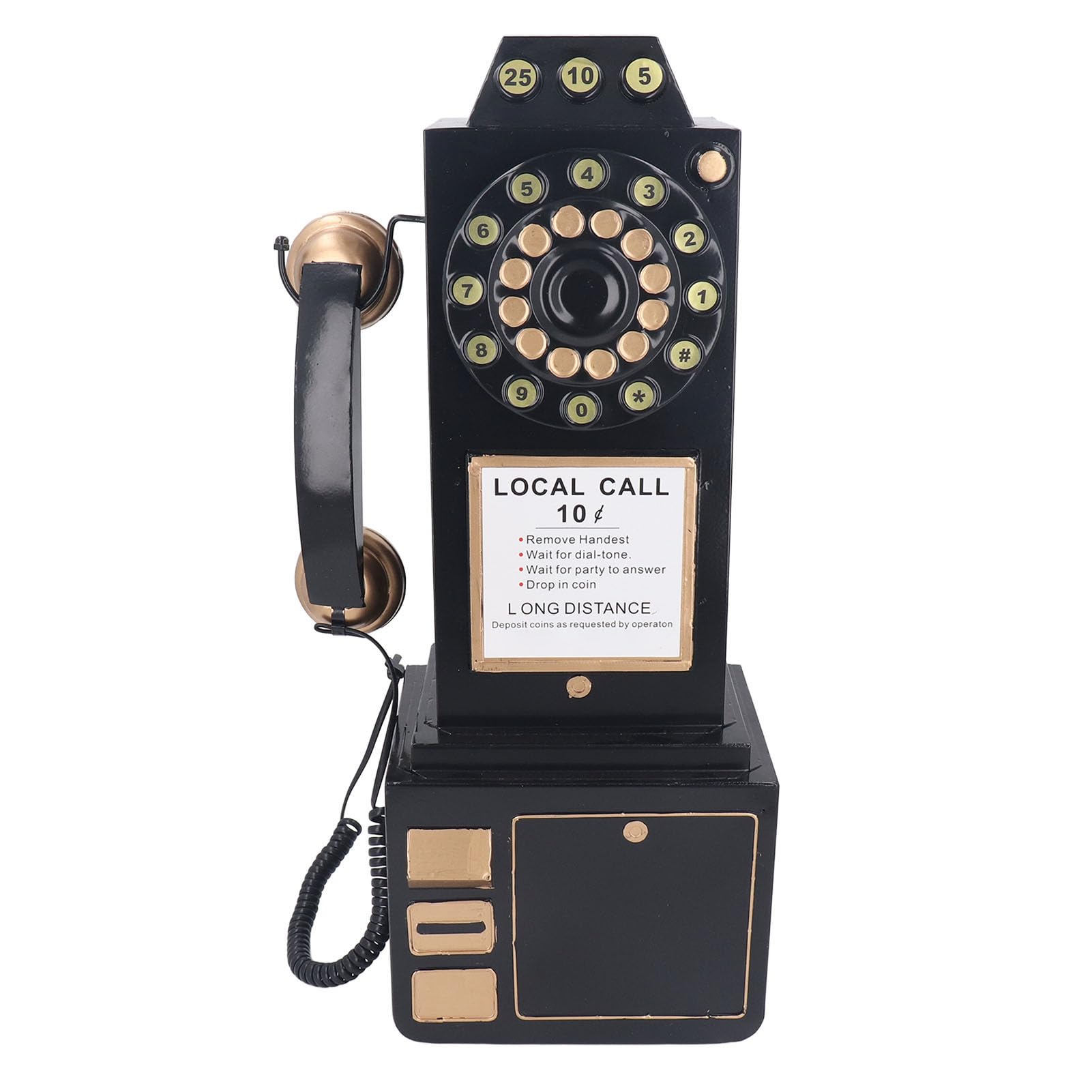 Retro Montowany na ścianie Model Telefonu, żelazny Retro Staromodny Numer Telefonu Stacjonarnego Statua Biurko Telefon Ozdoba Dekoracyjne Telefony do Rekwizytów Fotograficznych