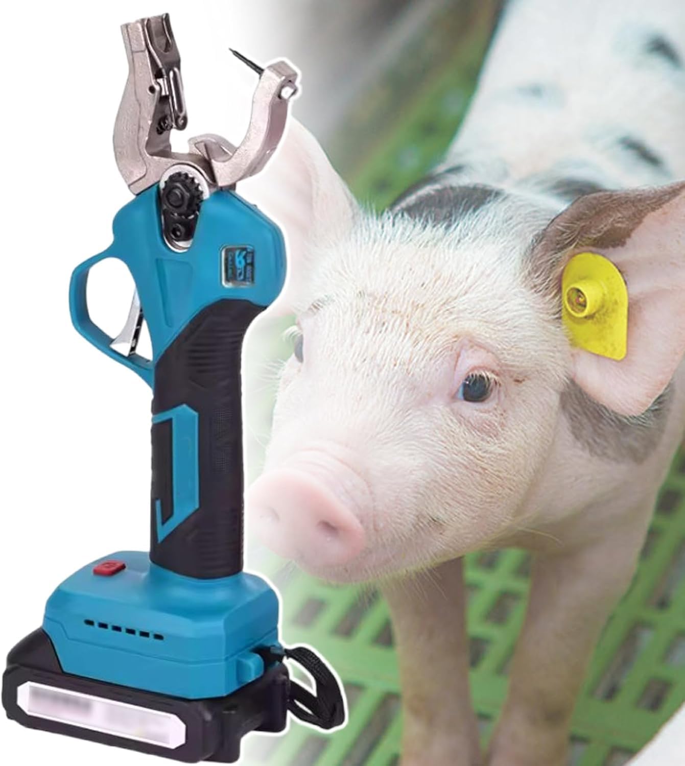 Etichettatrice Auricolare Elettrica per Suini, Bovini, Ovini, Strumento di Etichettatura per Bestiame con Impugnatura Antiscivolo, 2 Batterie, 3 Aghi per Etichette Withoutrod