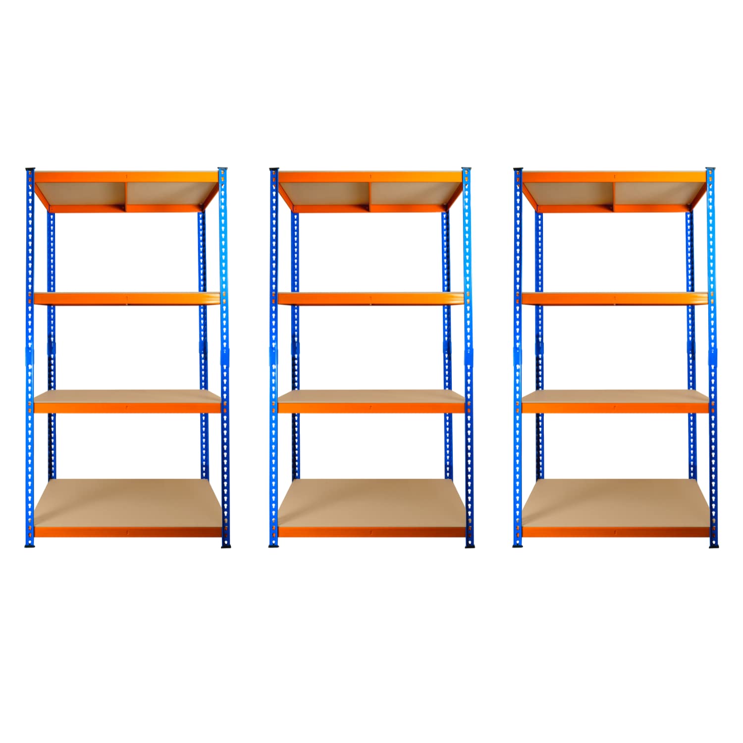 TRADE PRICE DEALS 3 BAY DEAL 4 Tier Extra Heavy Duty Racking Warehouse Storage Industrial Garage Metal Shelving Units 300kg Per Shelf (180 x 90 x 45cm)