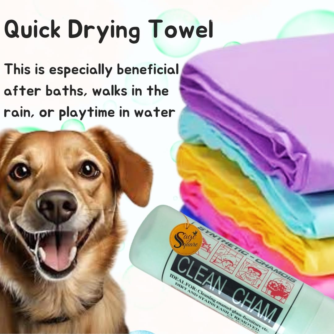 Sage Square Dog Quick Dry, Super Absorbent Microfiber Soft Towels, Dog Shower Cleaning Accessories, Grooming Accessory, Bathing Towel, Soft Material, Quick Dry Eco Friendly Dog Bath Towel (Random) 2