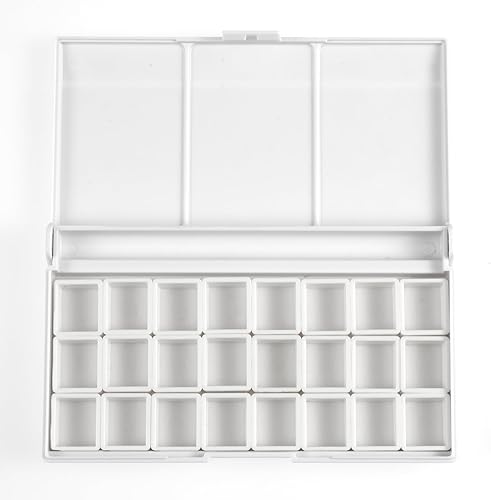 Paleta de plástico  Paleta de acuarela plegable bandeja de pintura de plástico con 24 compartimentos, paleta de mezcla de coloresbandejas de pintura