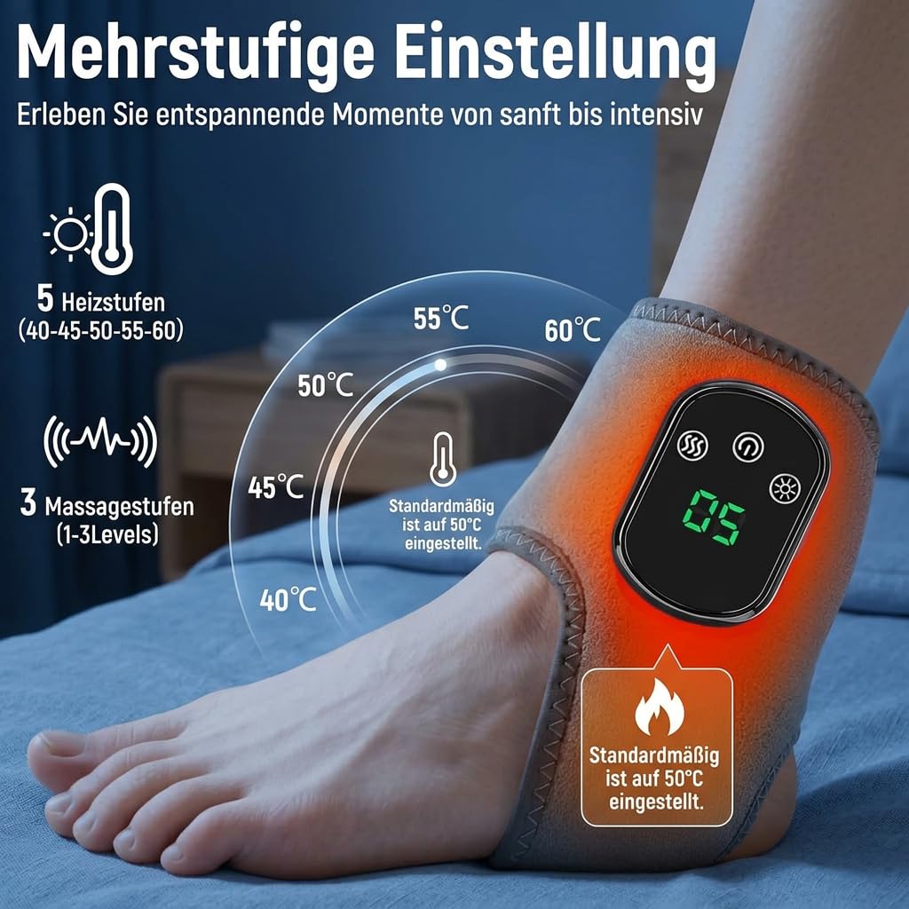 Fussmassagegerät Elektrisch Testsieger,Neuropathie Fussmassage,3-in-1 Fußmassager Kabellos mit 3 Vibrationsmodi und 5 Wärmestufen für Neuropathie Fussmassage (2 Stück)
