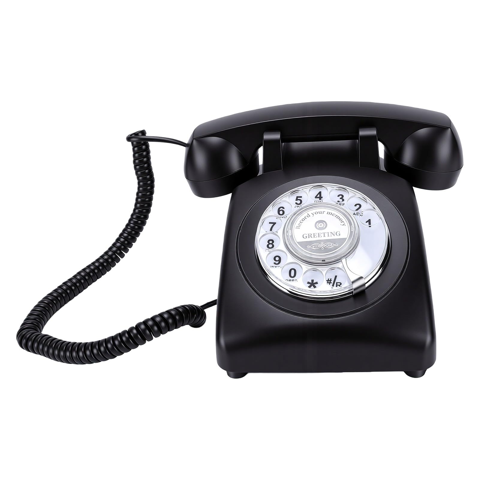 Fockety Audio Gästebuch Telefon für Hochzeiten, 34,11 Oz (Black) | Vintage Drehscheibentelefon mit Sprachaufzeichnung, 8 GB Speicher, 120 Stunden Aufnahmezeit für Geburtstagsfeiern