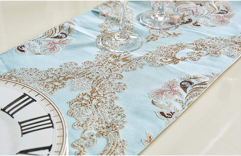 Beaded Tassel Table Runner Light Blue Rustic Heavy Duty Runners for Tv Cabinet Shoe Bed Non-Slip Placemats Holiday Party Dinner Decoration-32×250cm (32×200cm Size)